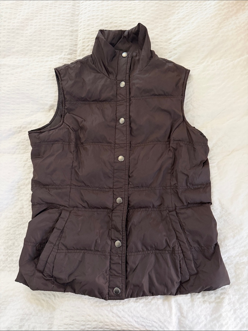 Lands' End Women's Quilted Puffer Vest in Dark Brown